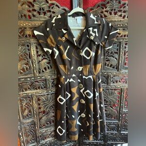 Oscar de la Renta African Mud Cloth Tribal Dress Vintage